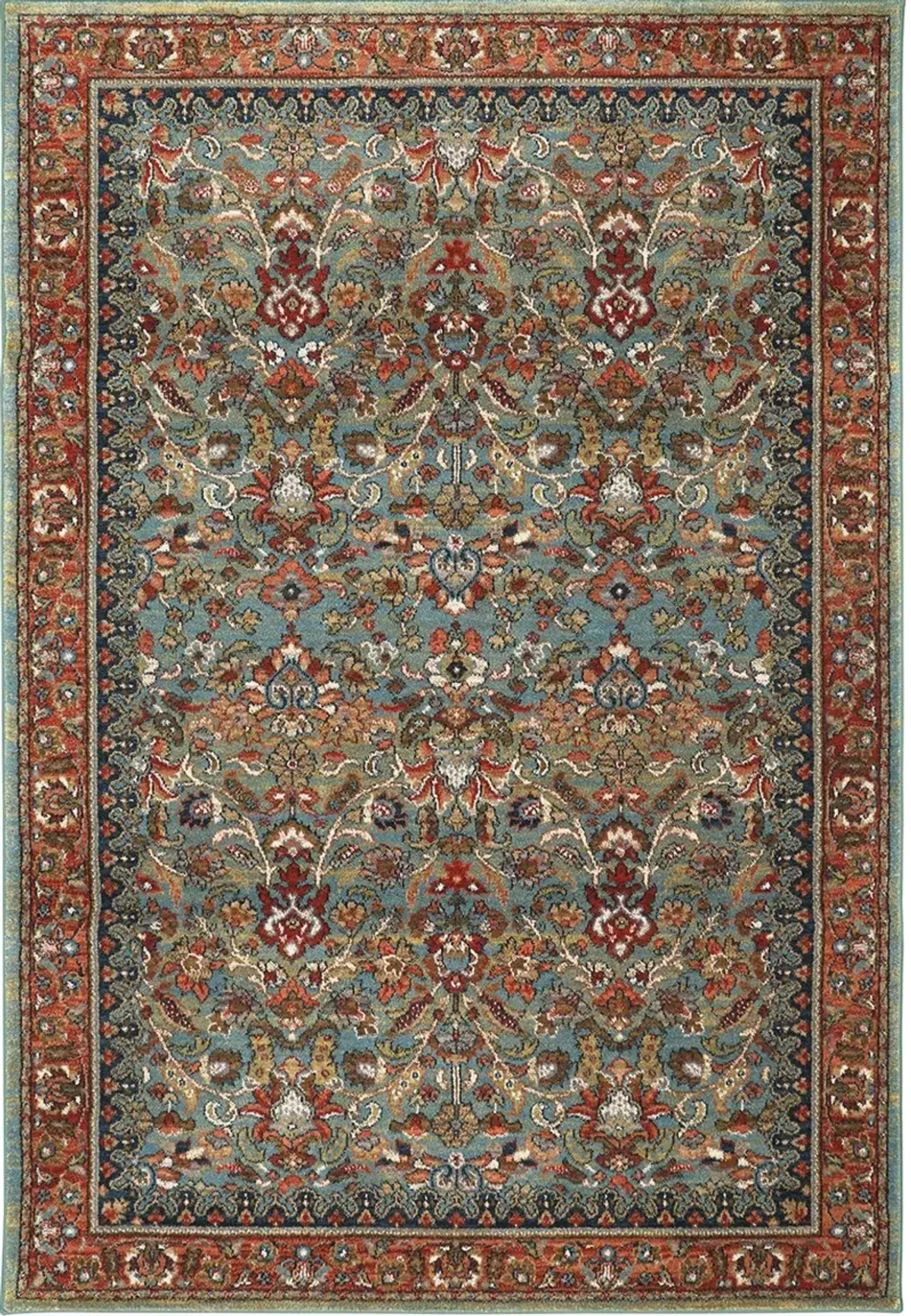 Spice Market 5 x 8 Garnet Red and Aquamarine Blue Rug