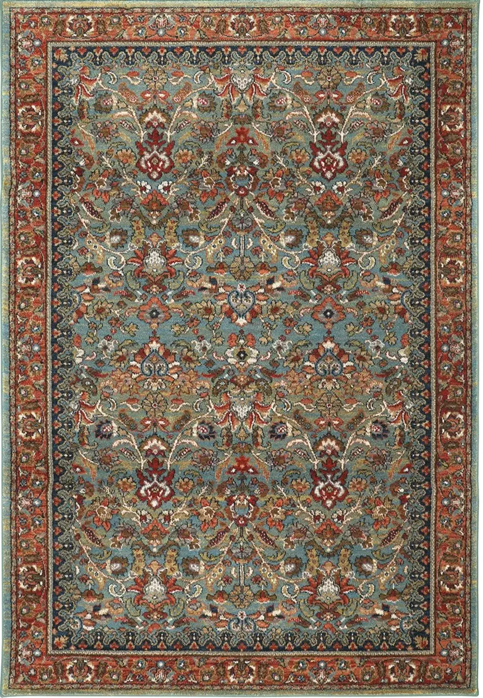 Spice Market 5 x 8 Garnet Red and Aquamarine Blue Rug