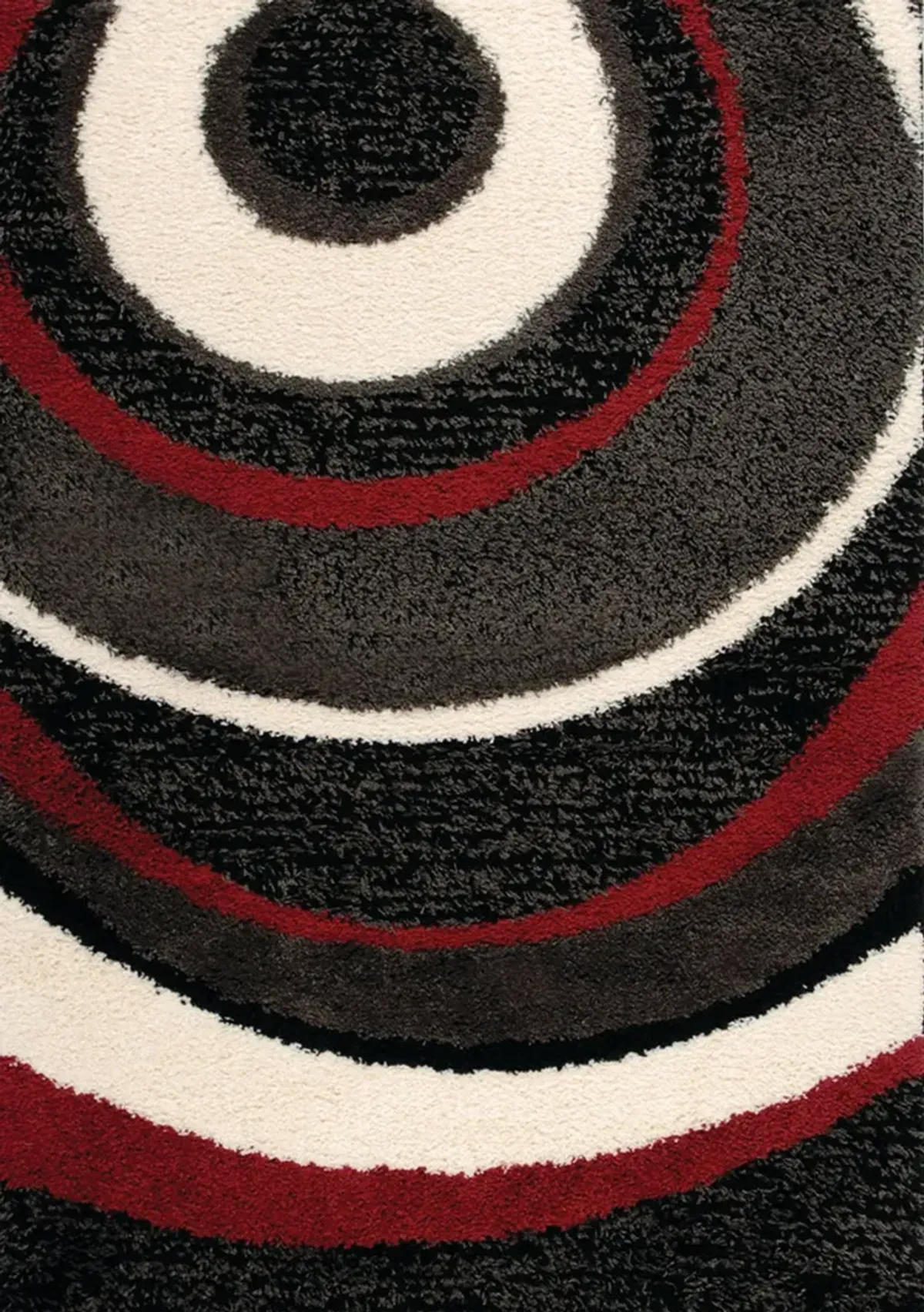 Shaggy 5 x 8 Red, Charcoal, and Cream Spiral Area Rug