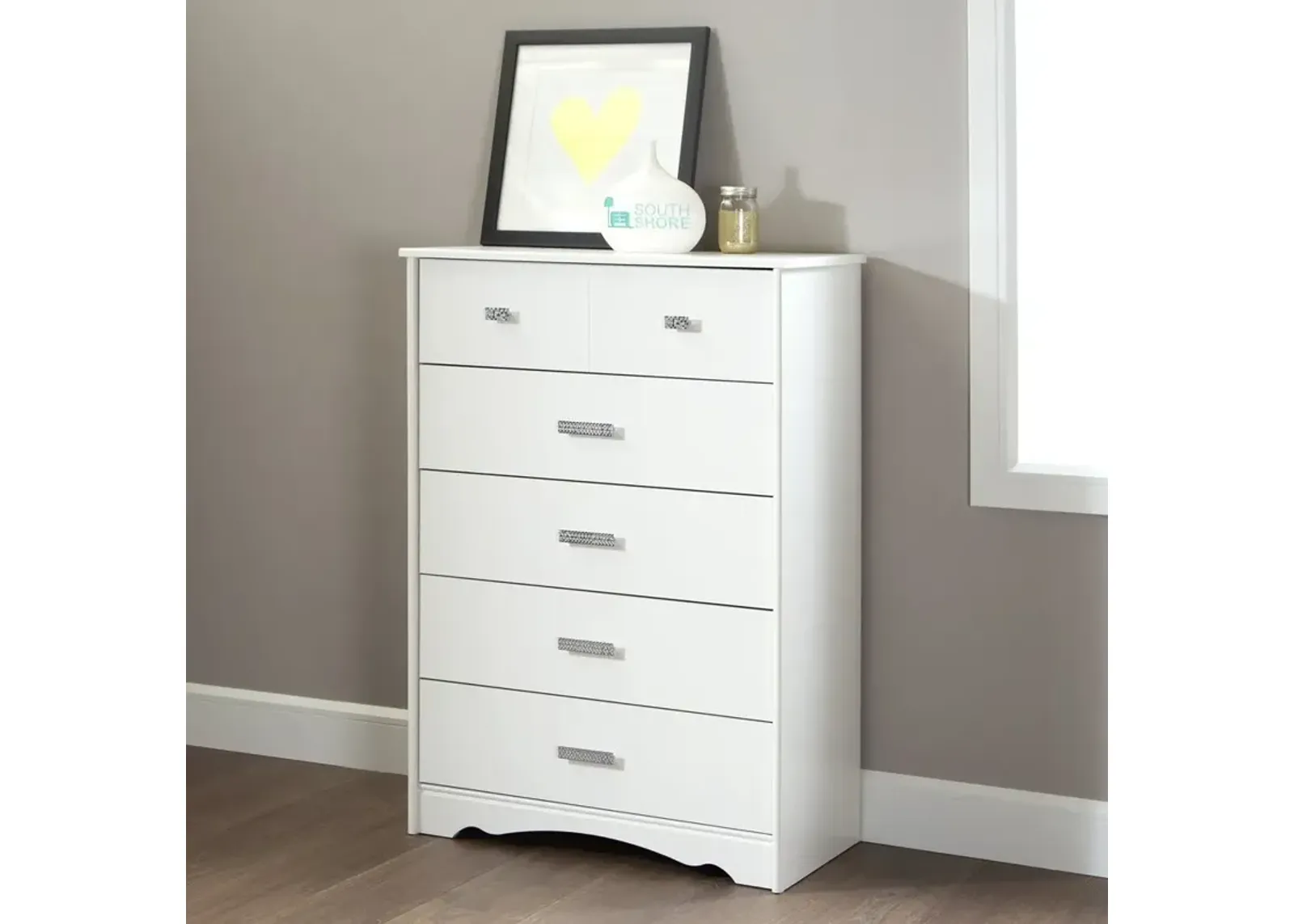 Tiara White 5-Drawer Chest - South Shore