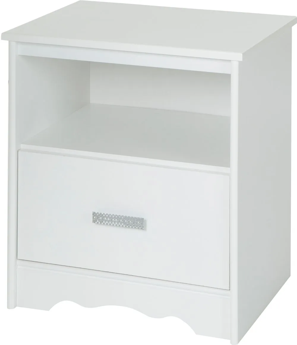 Tiara White 1-Drawer Nightstand - South Shore