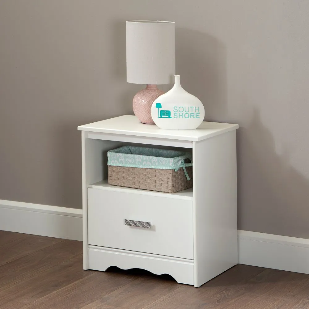 Tiara White 1-Drawer Nightstand - South Shore