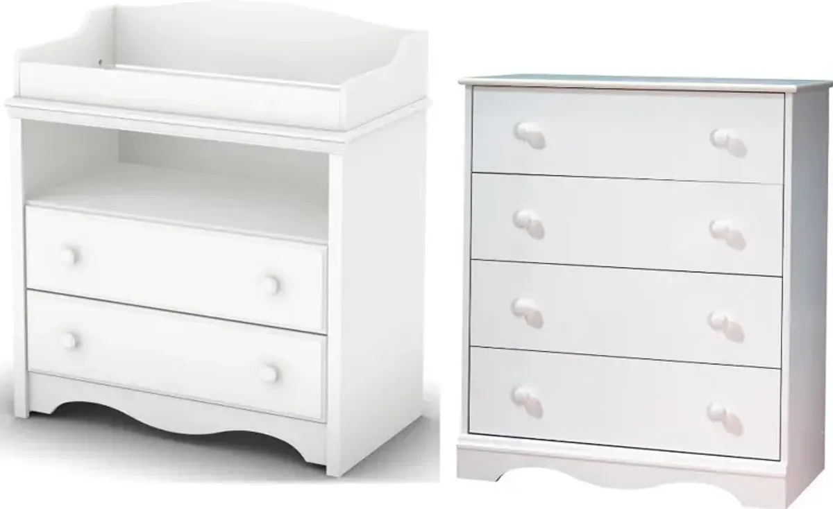 Angel White Changing Table and 4-Drawer Chest - South Shore