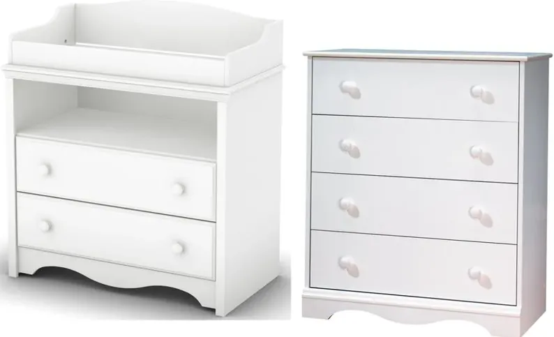 Angel White Changing Table and 4-Drawer Chest - South Shore