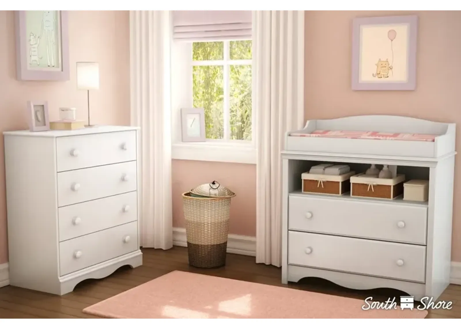 Angel White Changing Table and 4-Drawer Chest - South Shore