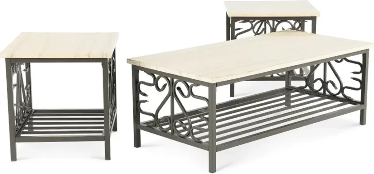 Fairhope Marble Top Coffee Table Set