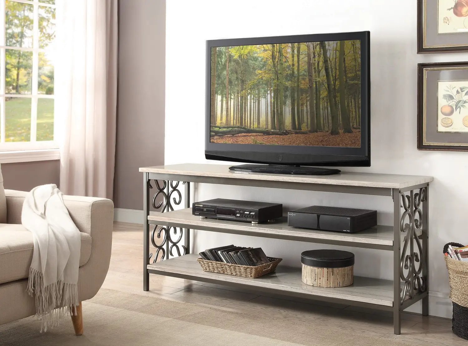 Fairhope White and Brown 60" TV Stand