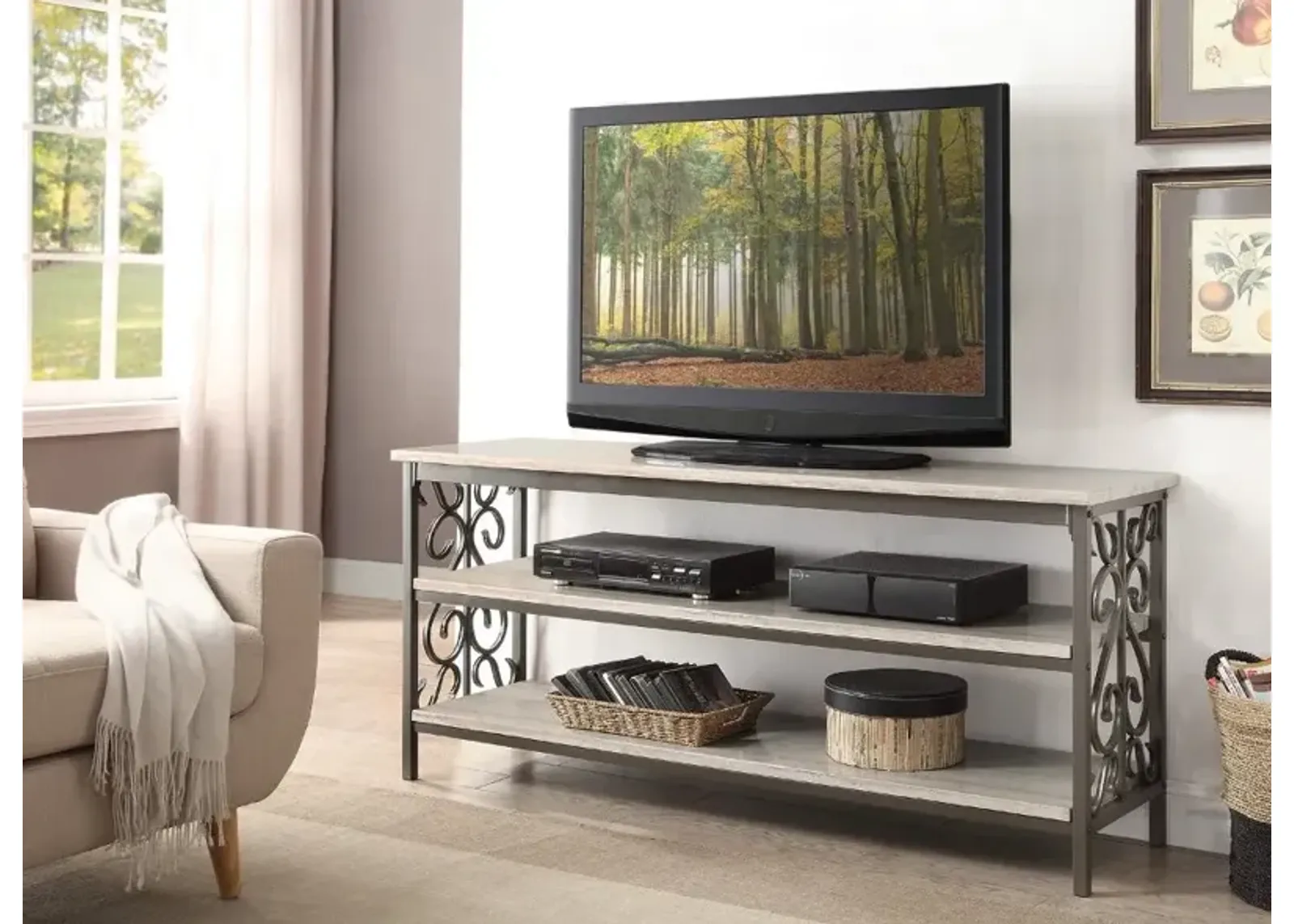 Fairhope White and Brown 60" TV Stand