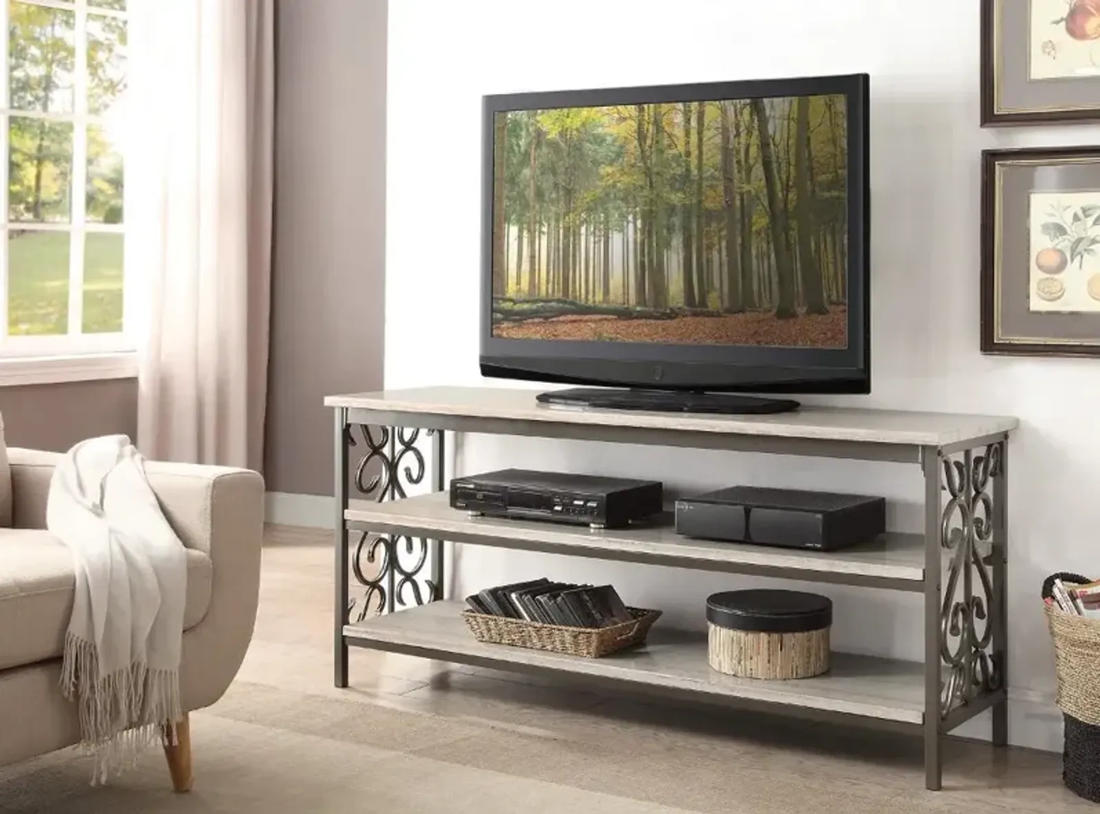 Fairhope White and Brown 60" TV Stand