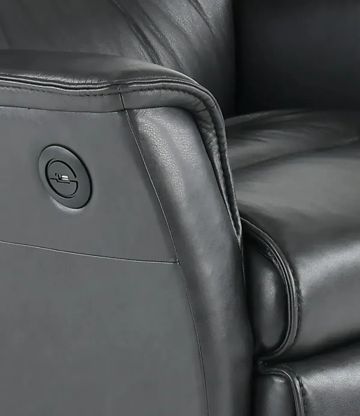 Captain Charcoal Gray Large Leather Swivel Glider Power Recliner