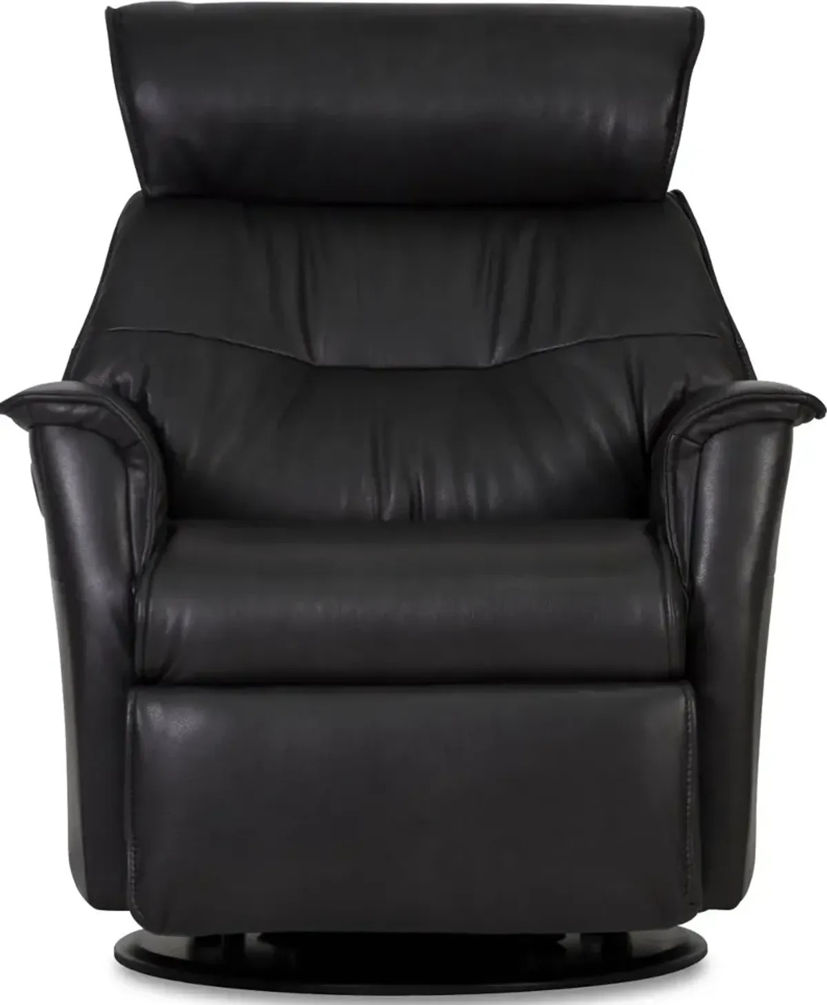 Captain Charcoal Gray Large Leather Swivel Glider Power Recliner