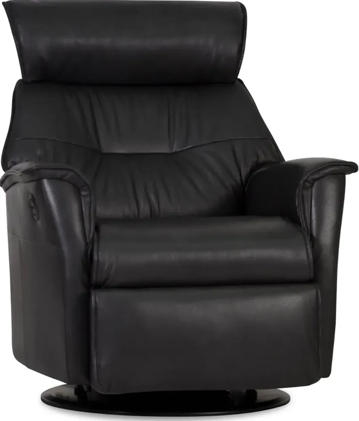 Captain Charcoal Gray Large Leather Swivel Glider Power Recliner