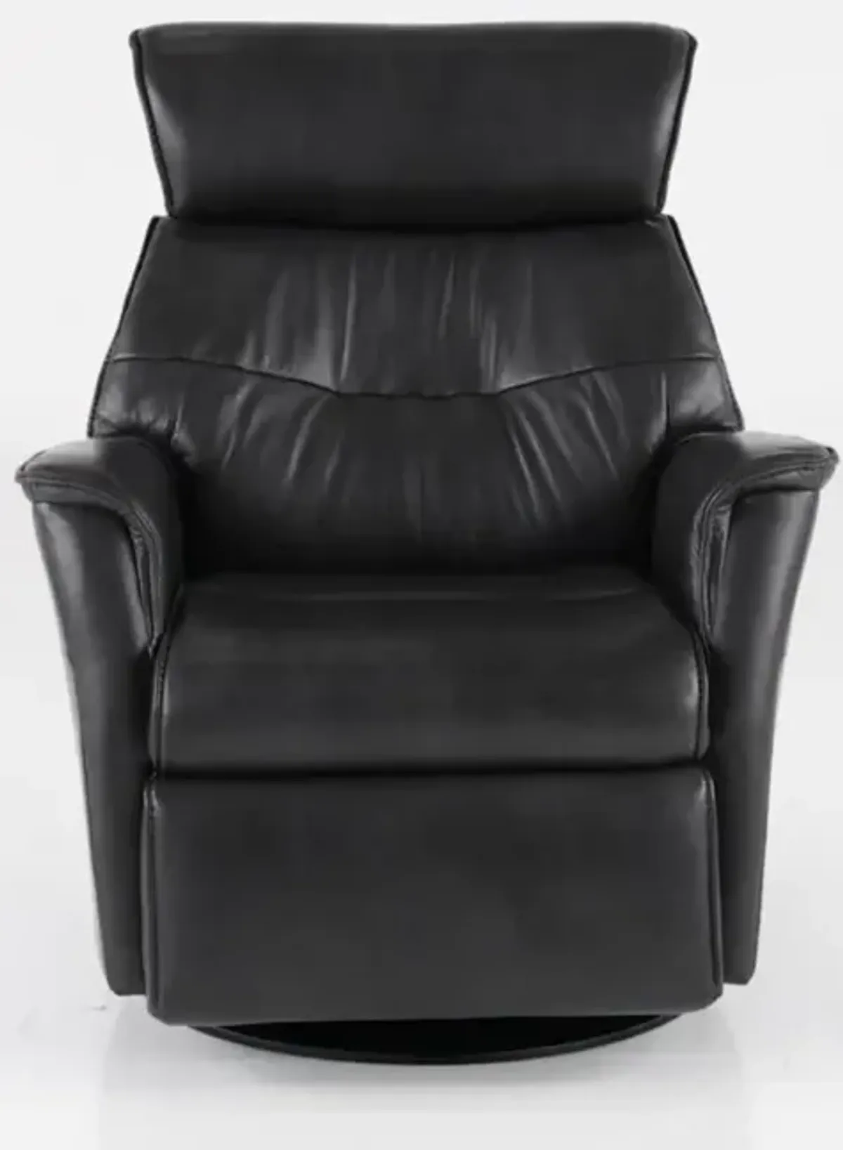 Captain Charcoal Gray Large Leather Swivel Glider Power Recliner