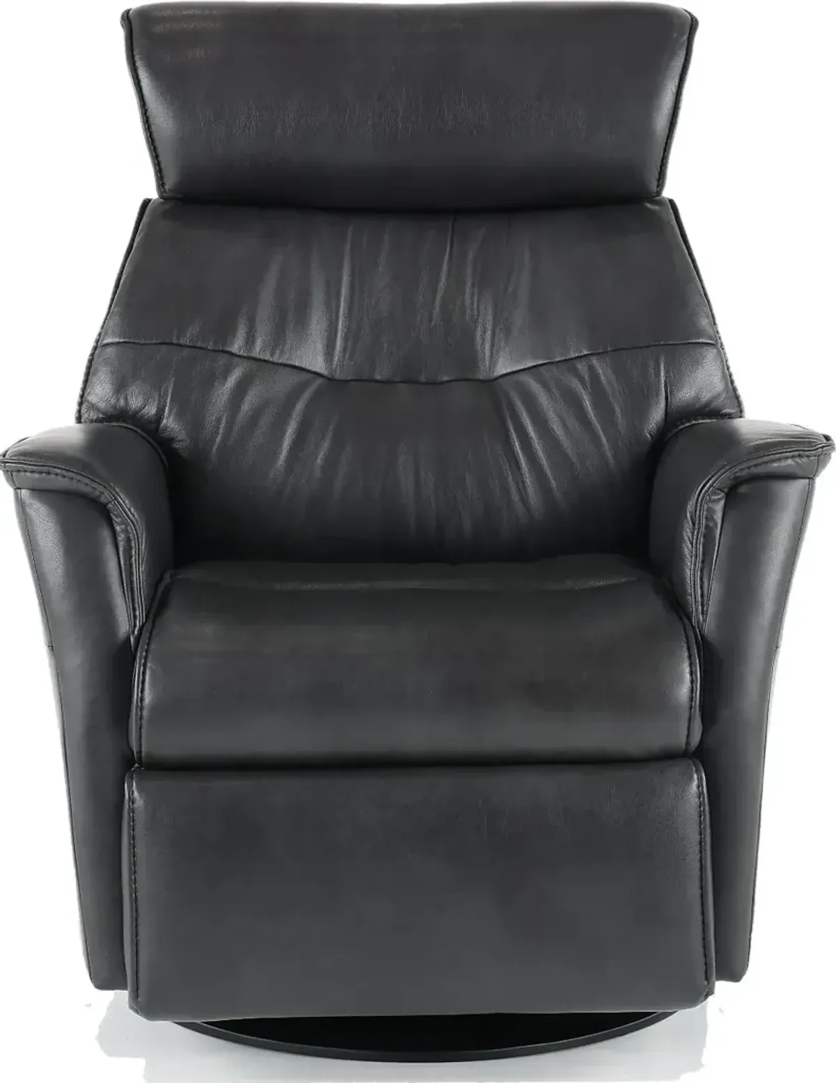 Captain Charcoal Gray Large Leather Swivel Glider Power Recliner