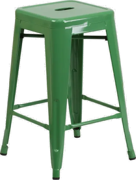 Green Metal Stackable Counter Height Stool