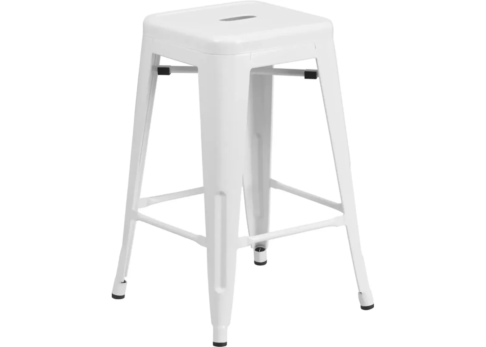 White Metal Stackable Counter Height Stool