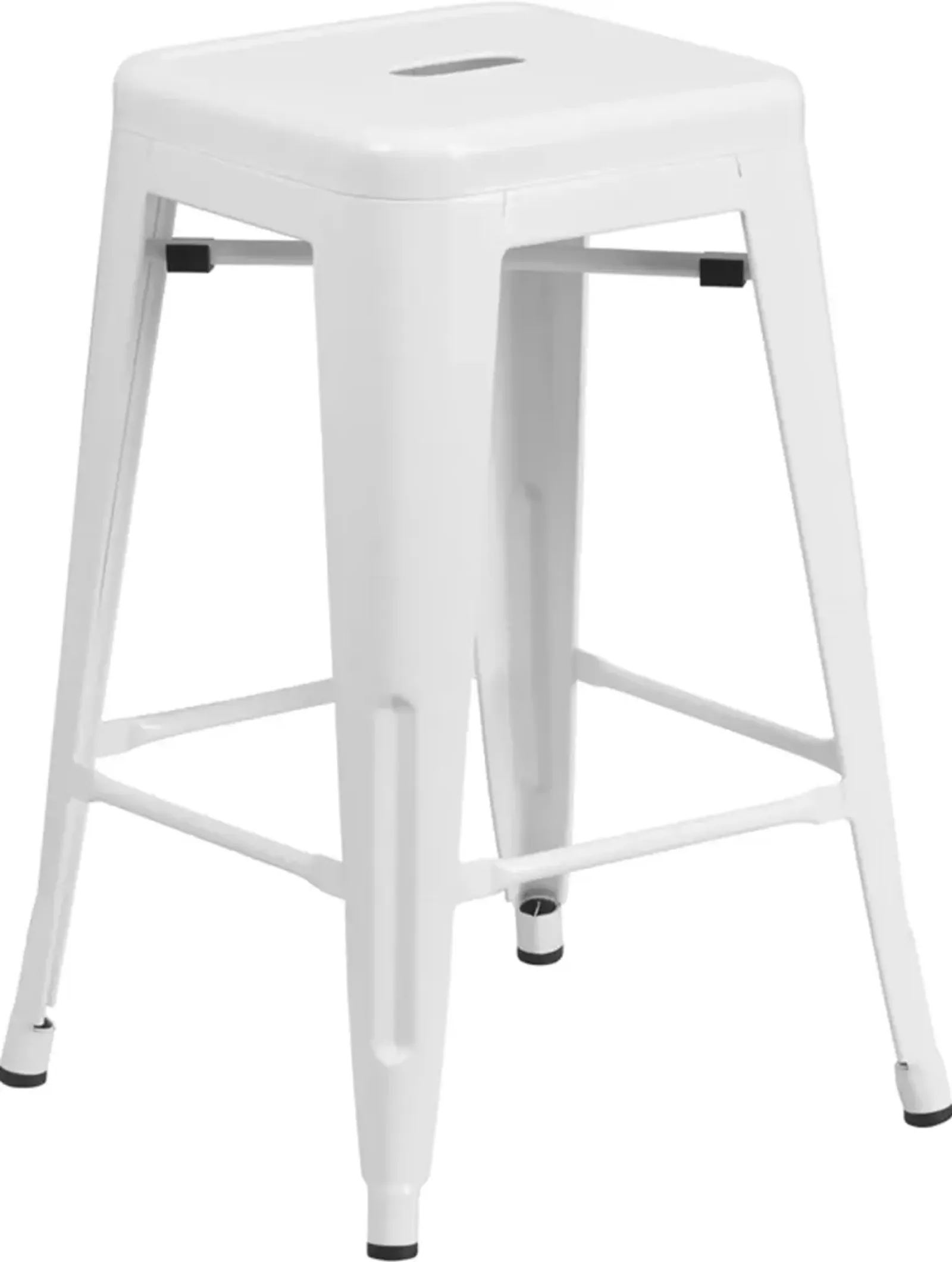 White Metal Stackable Counter Height Stool