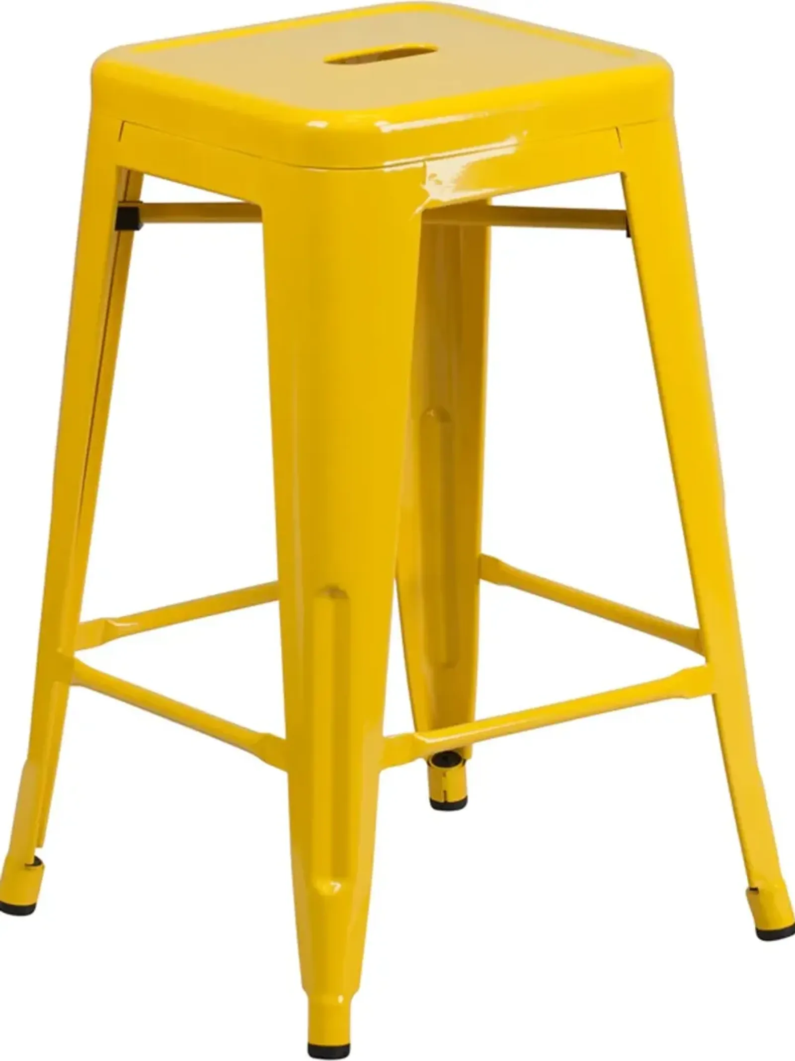 Yellow Metal Stackable Counter Height Stool