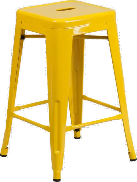 Yellow Metal Stackable Counter Height Stool