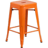 Orange Metal Stackable Counter Height Stool