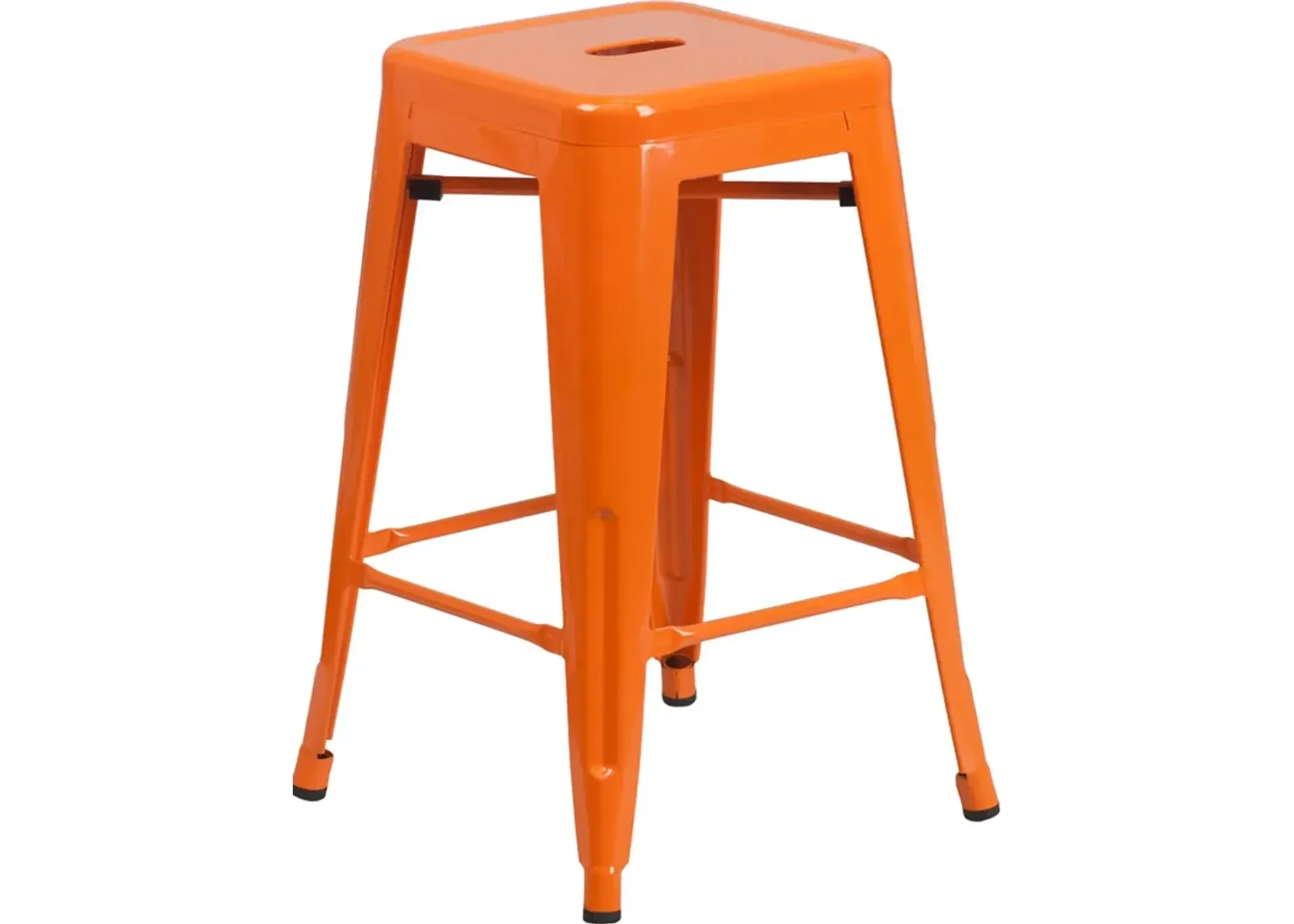 Orange Metal Stackable Counter Height Stool