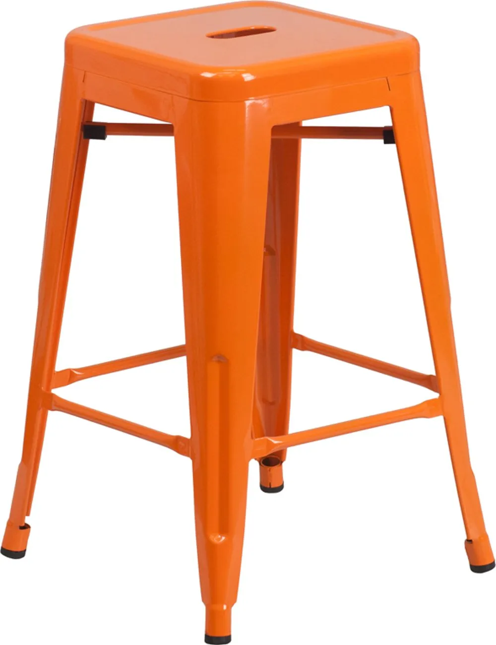 Orange Metal Stackable Counter Height Stool