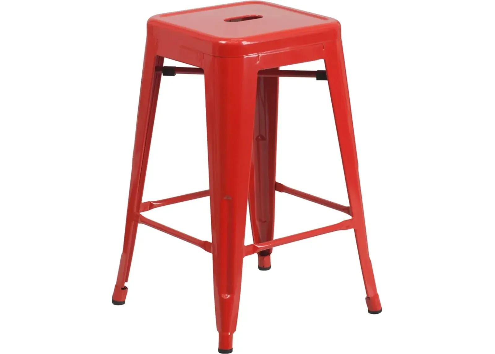 Red Metal Stackable Counter Height Stool