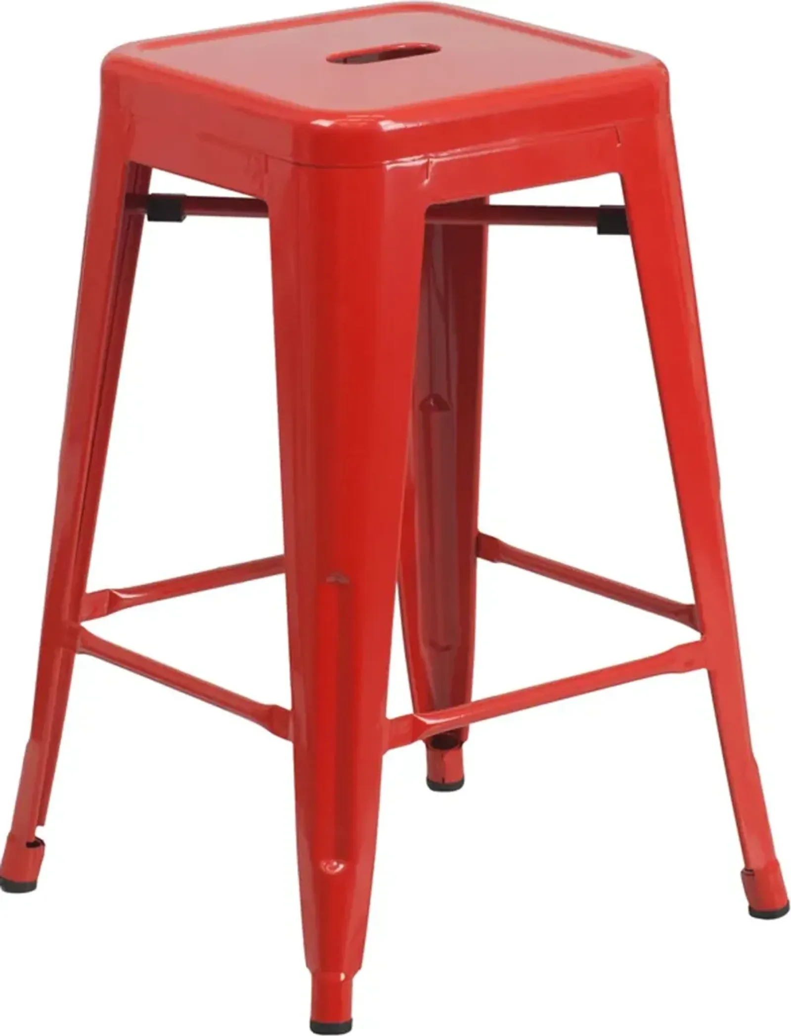 Red Metal Stackable Counter Height Stool