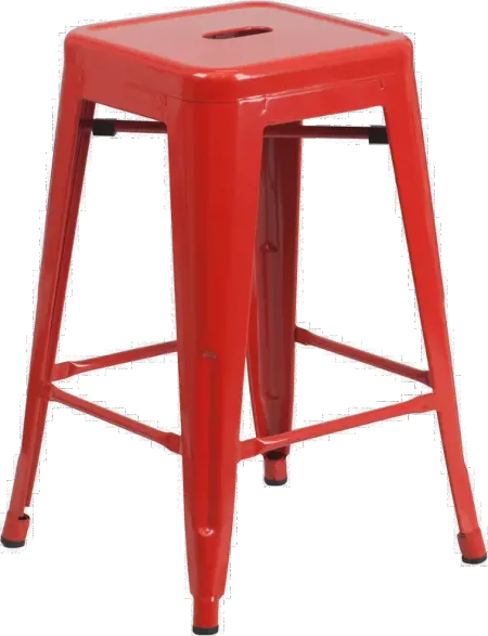 Red Metal Stackable Counter Height Stool