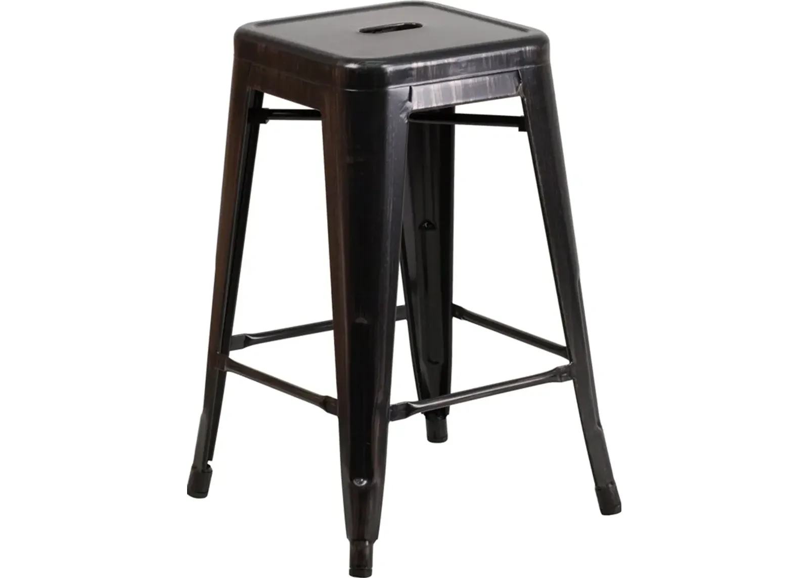 Antique Black Gold Metal Stackable Counter Height Stool