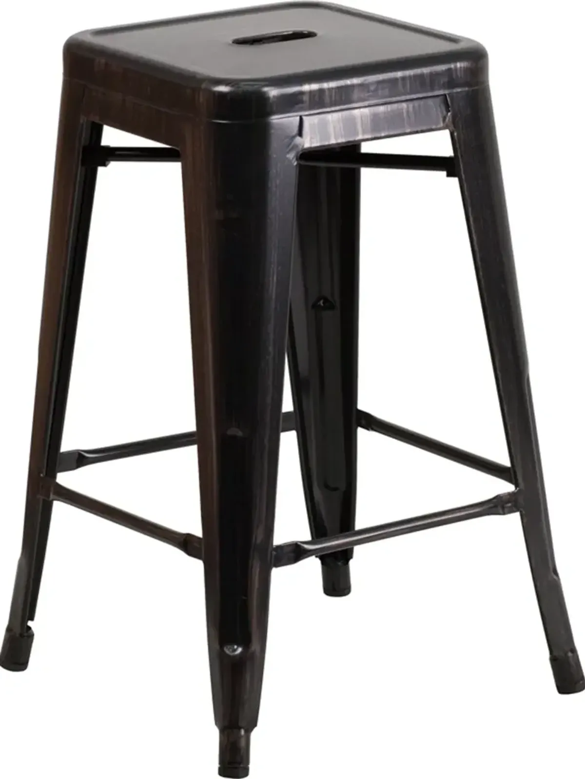 Antique Black Gold Metal Stackable Counter Height Stool