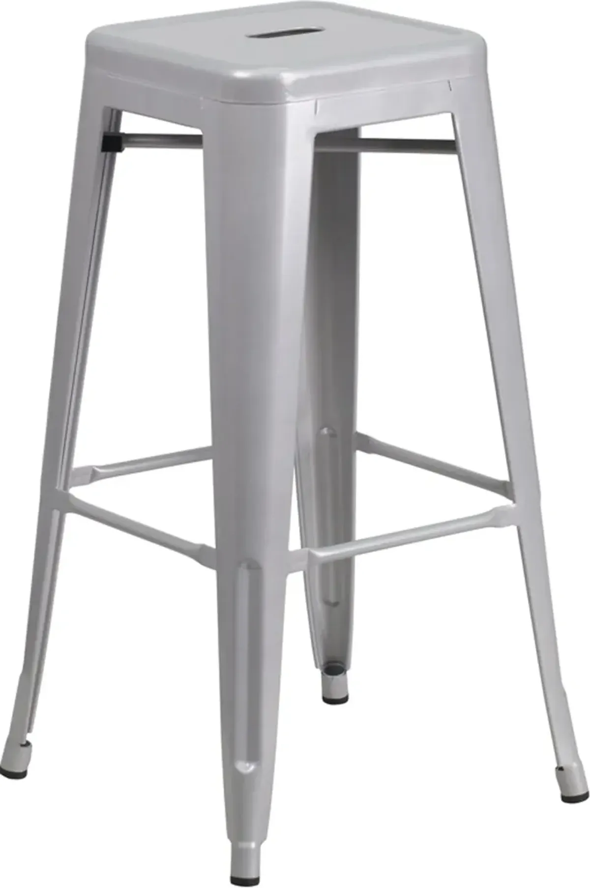 Silver Metal Stackable Bar Stool