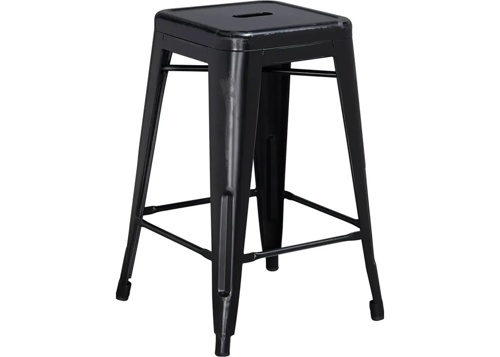 Distressed Black Metal Counter Height Stool