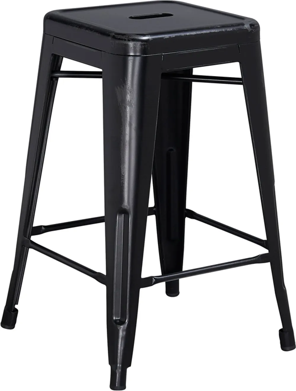 Distressed Black Metal Counter Height Stool