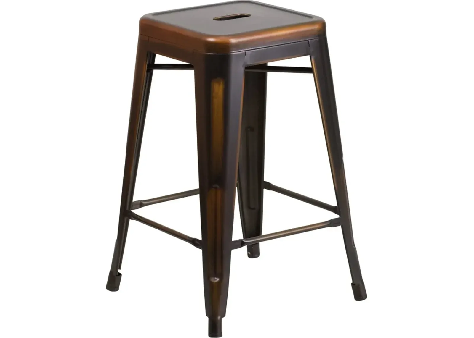 Distressed Copper Metal Counter Height Stool