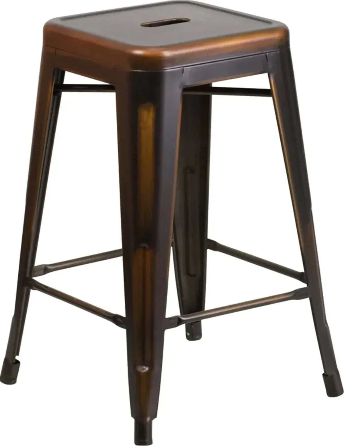 Distressed Copper Metal Counter Height Stool