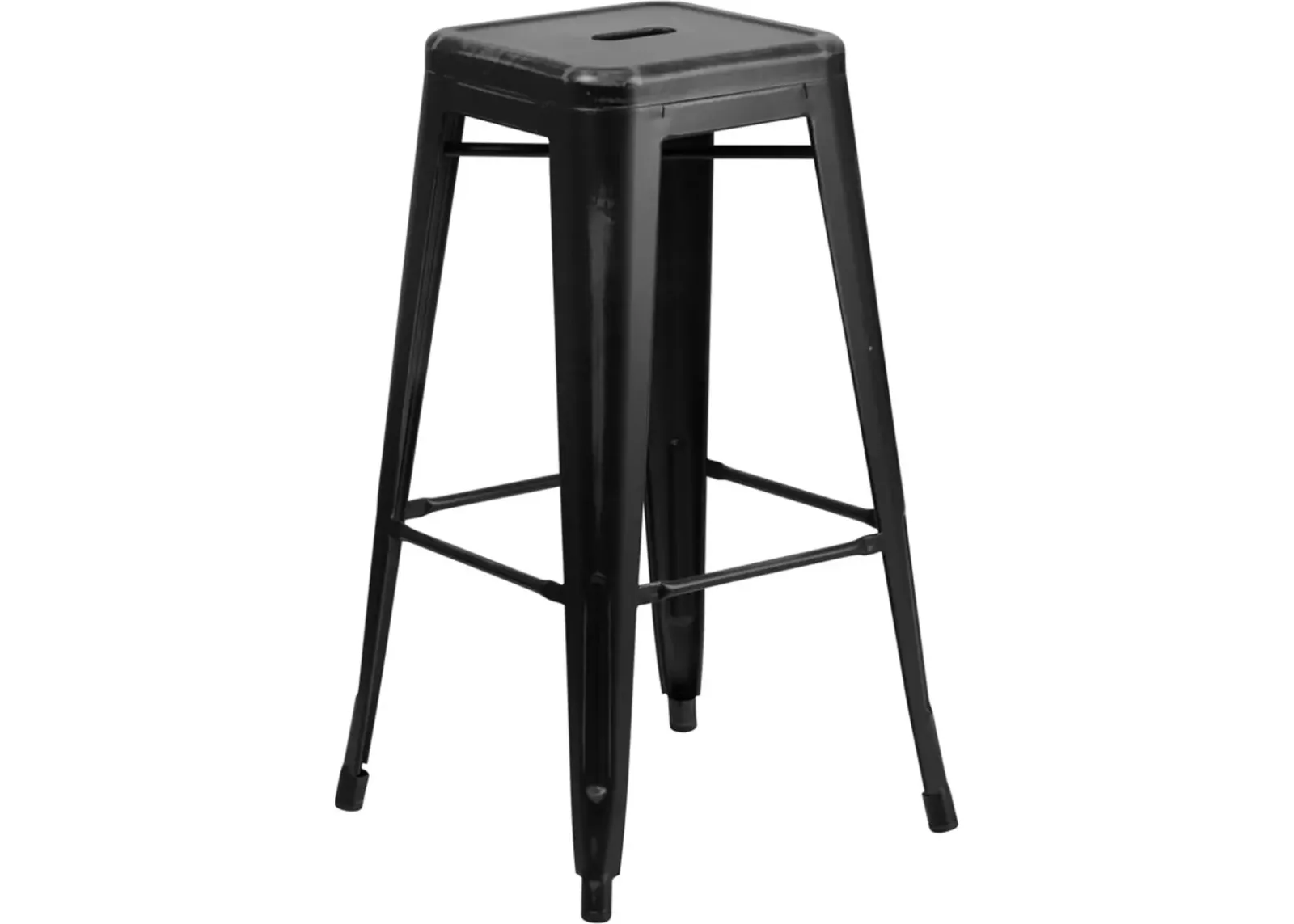 Distressed Black Metal Bar Stool