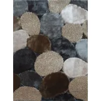 Shaggy Viscose 8 x 10 Gray and Beige Area Rug