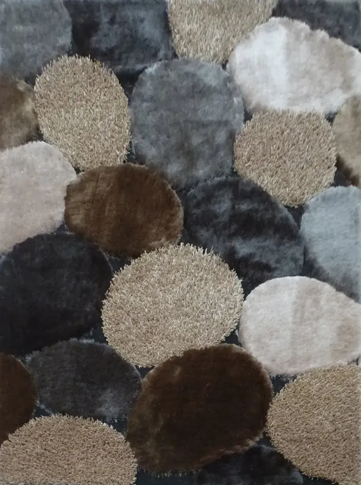 Shaggy Viscose 8 x 10 Gray and Beige Area Rug