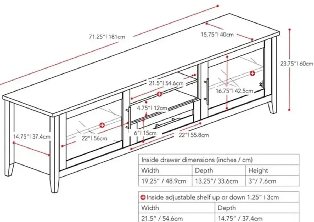 Black Extra Wide 70 Inch TV Stand - Jackson