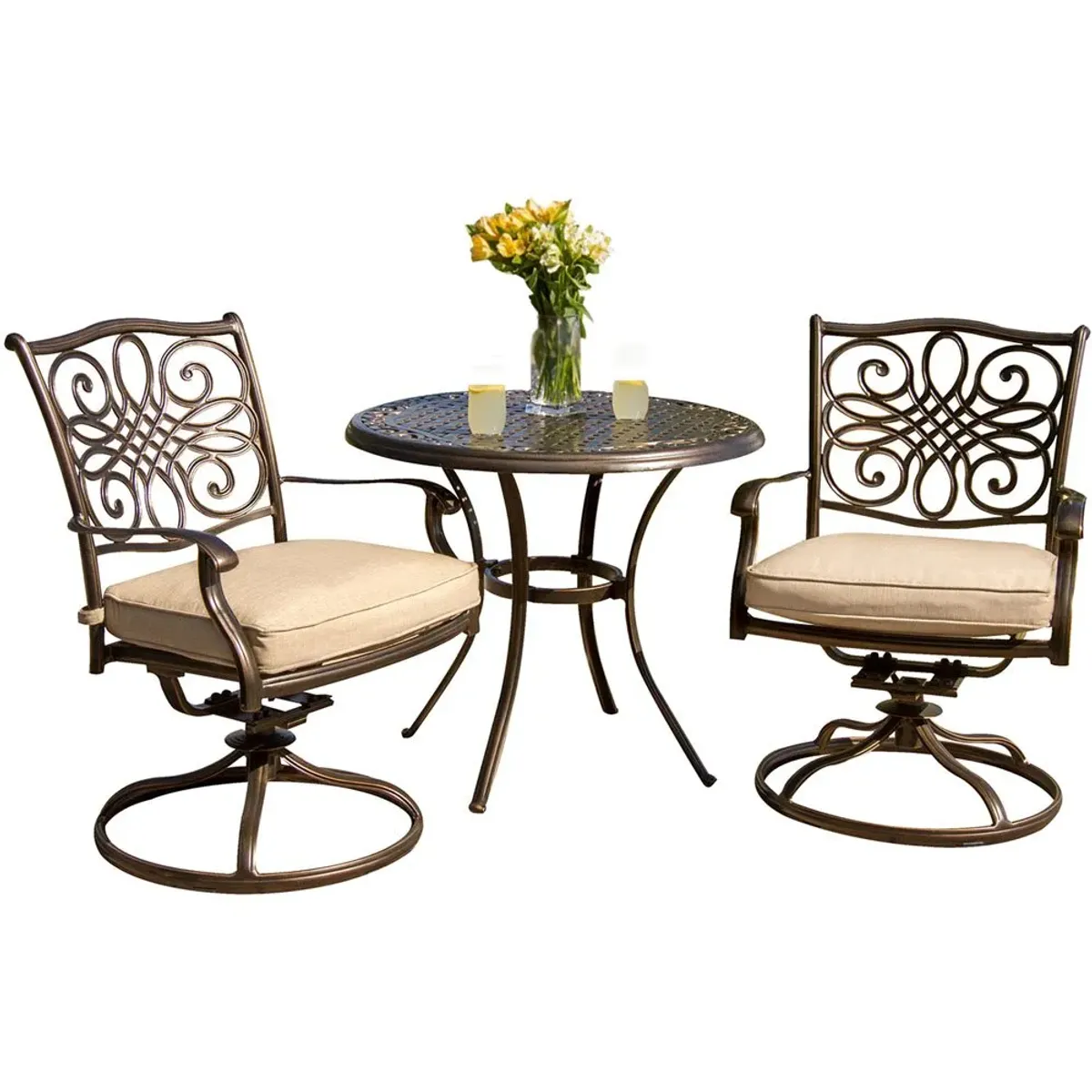Tan and Brown 3 Piece Outdoor Patio Dining Set
