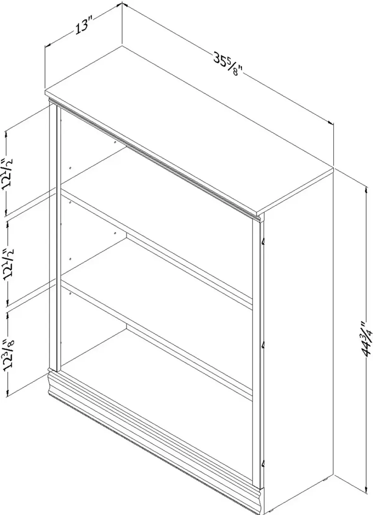 Morgan Gray Maple 3-Shelf Bookcase - South Shore