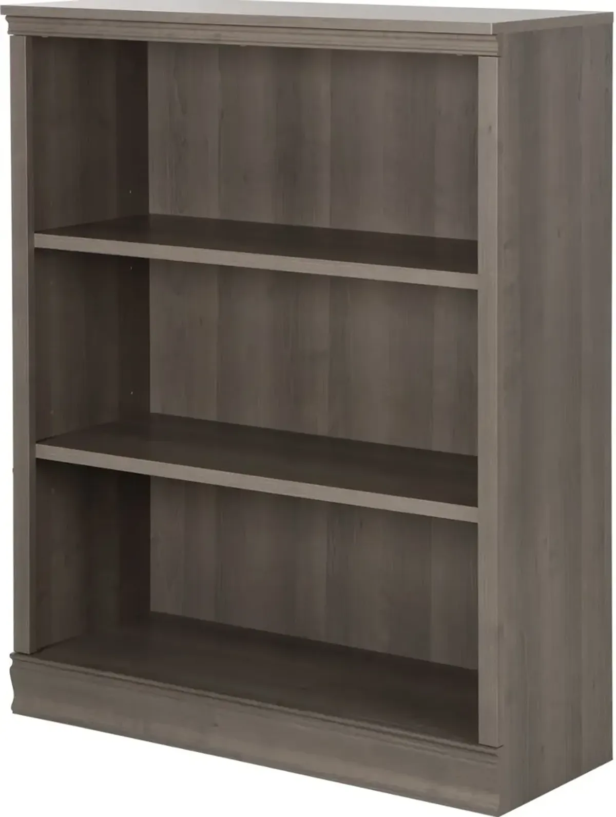 Morgan Gray Maple 3-Shelf Bookcase - South Shore