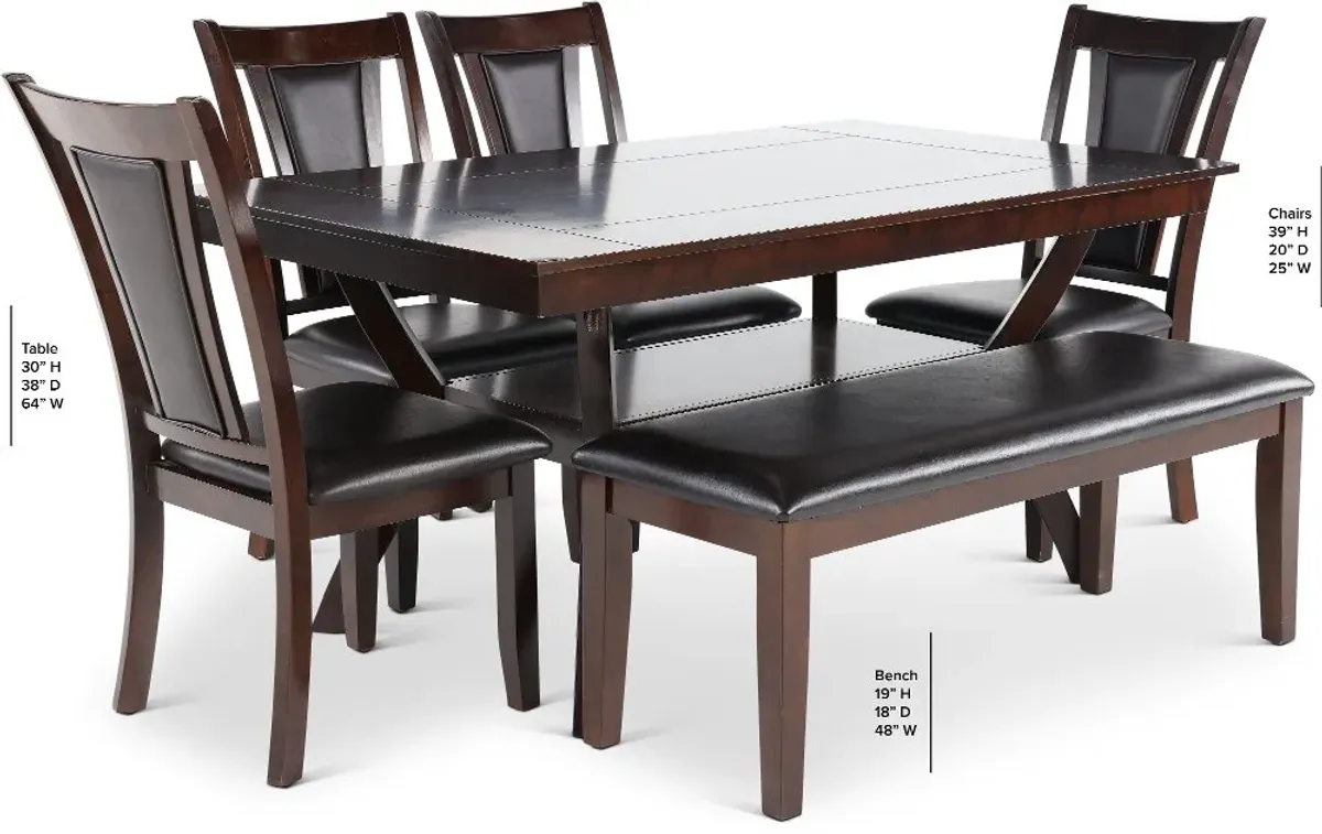 Brent Dark Cherry 6 Piece Dining Set