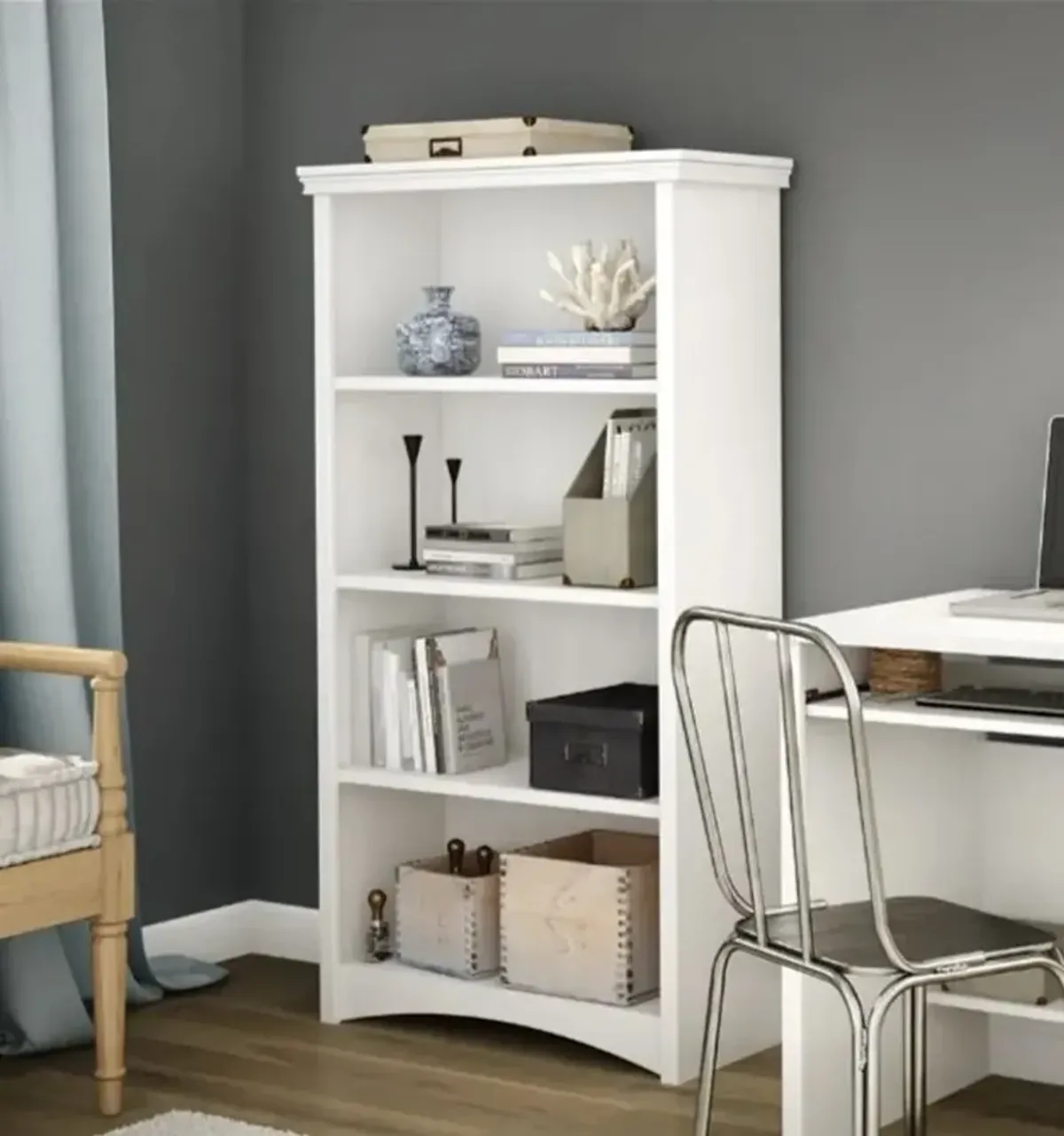 Artwork White 4 Shelf Bookcase