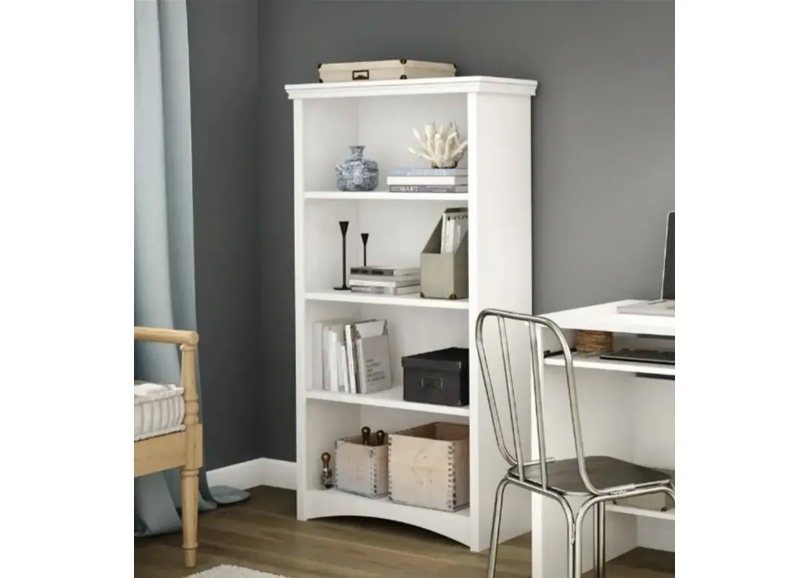 Artwork White 4-Shelf Bookcase - South Shore