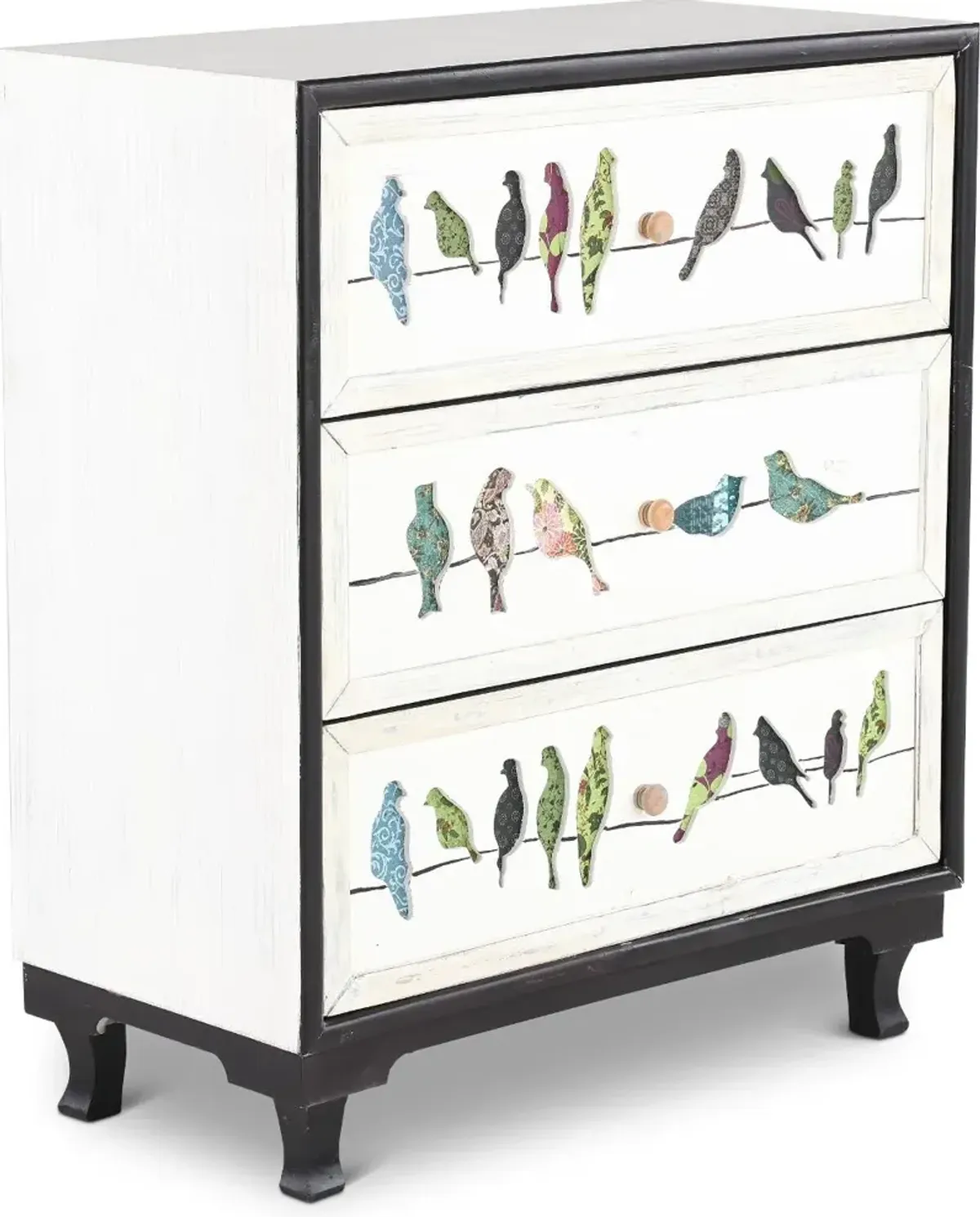 Painted 3 Drawer Bird on a Wire Chest