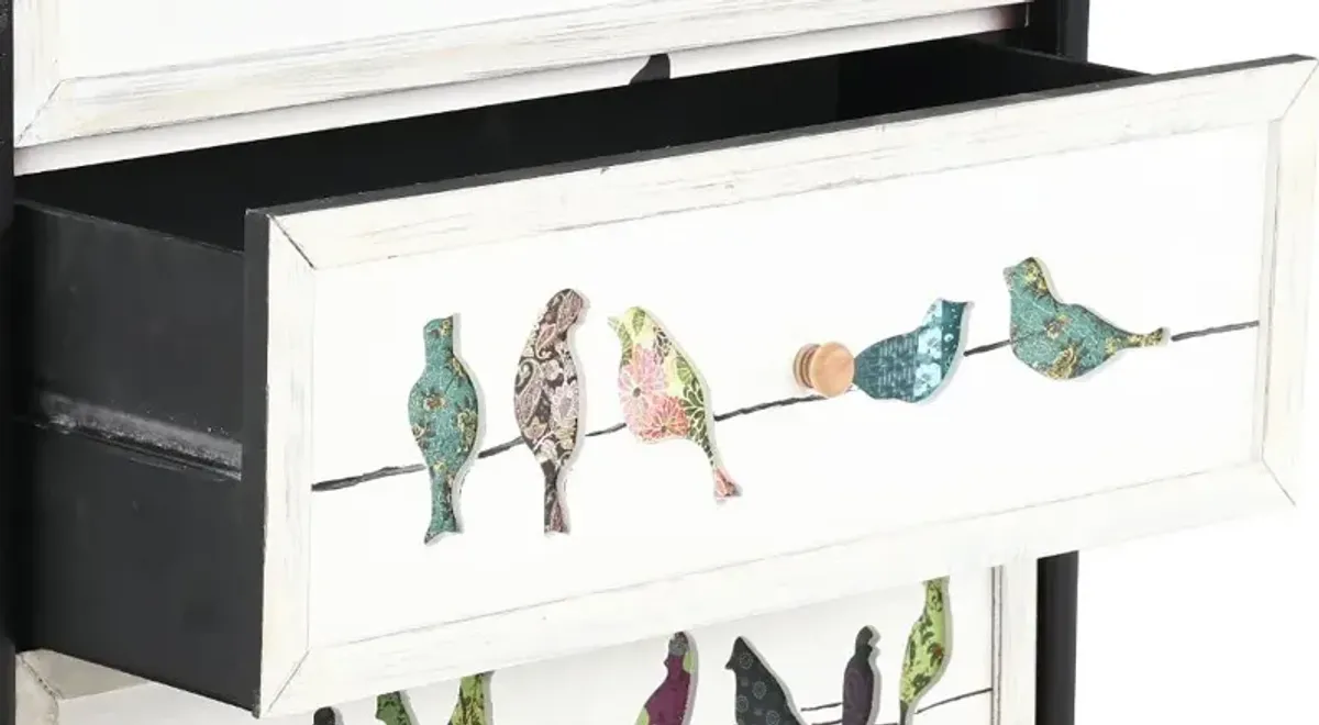 Painted 3 Drawer Bird on a Wire Chest