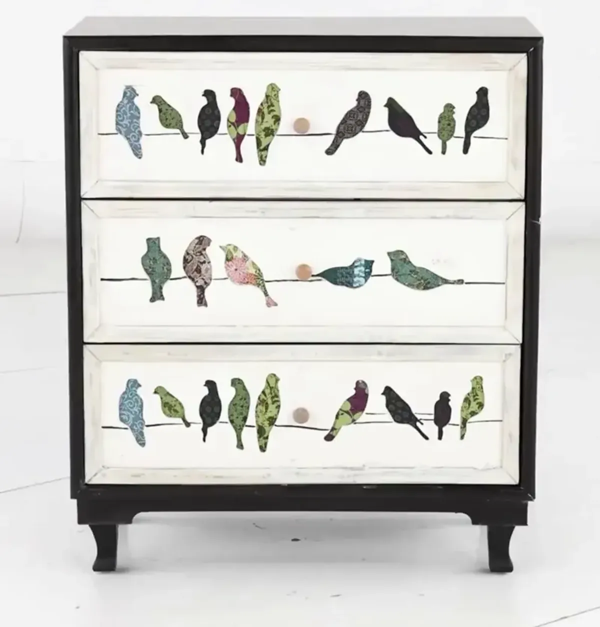 Painted 3 Drawer Bird on a Wire Chest