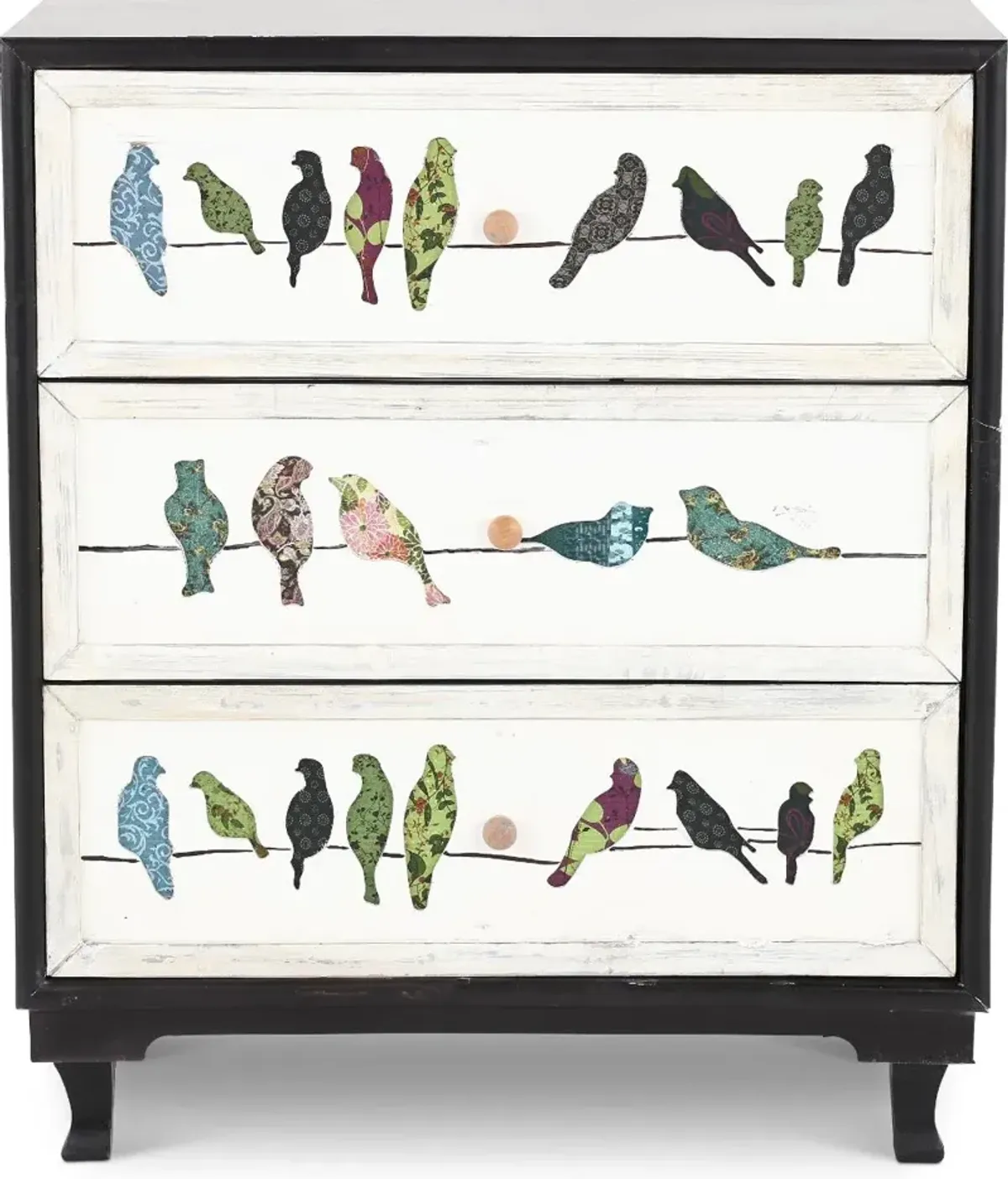 Painted 3 Drawer Bird on a Wire Chest